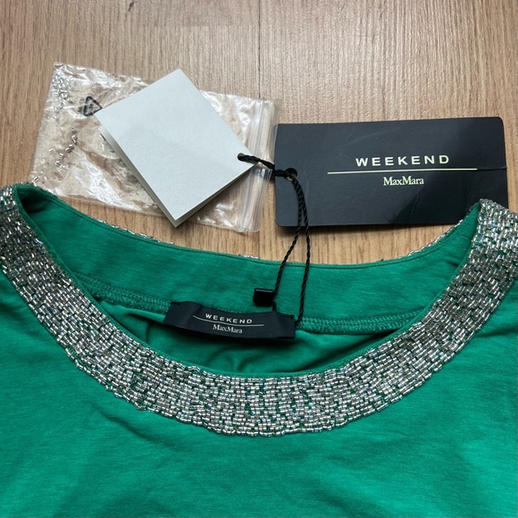 NWT Max Mara Weekend green hand embellished tank top - Picture 2 of 5